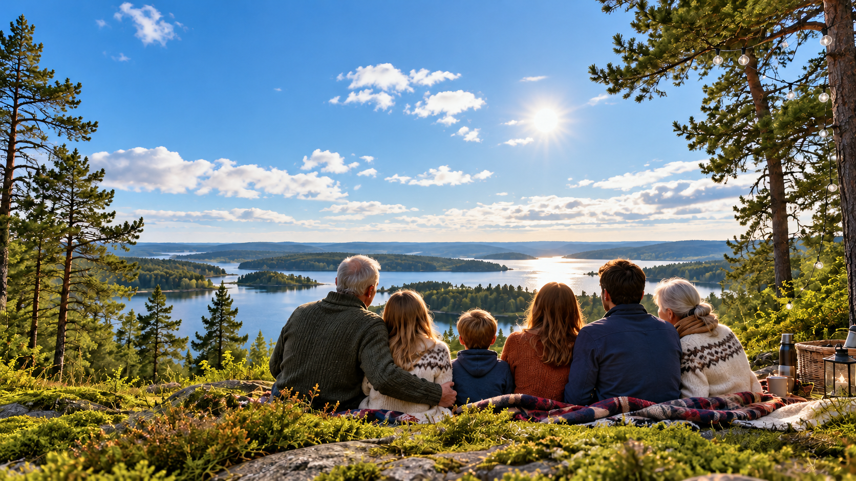 AI-skabt inspiration: en familie ser ud over en sø
